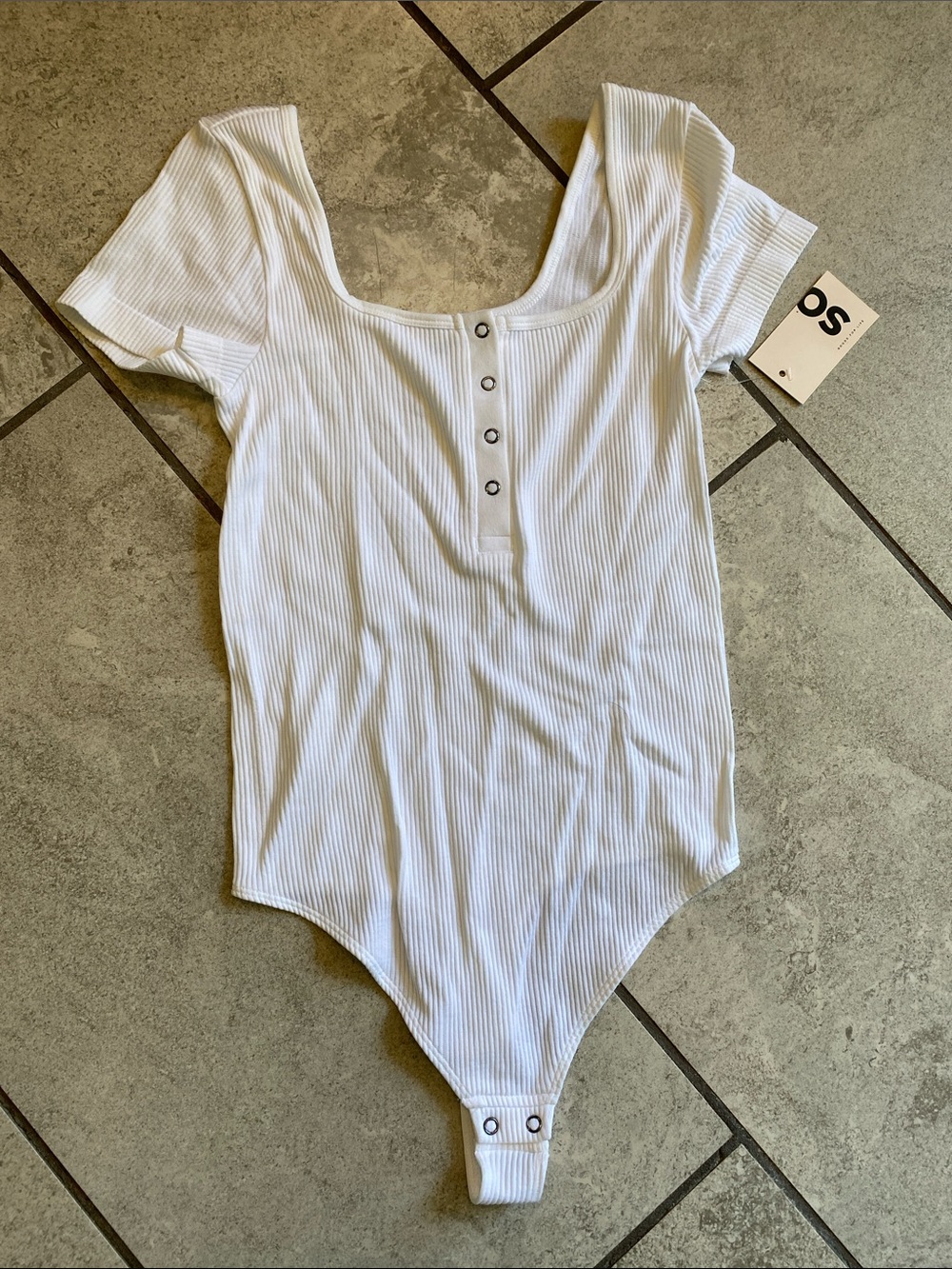 SO White Ribbed Snap-Front Bodysuit